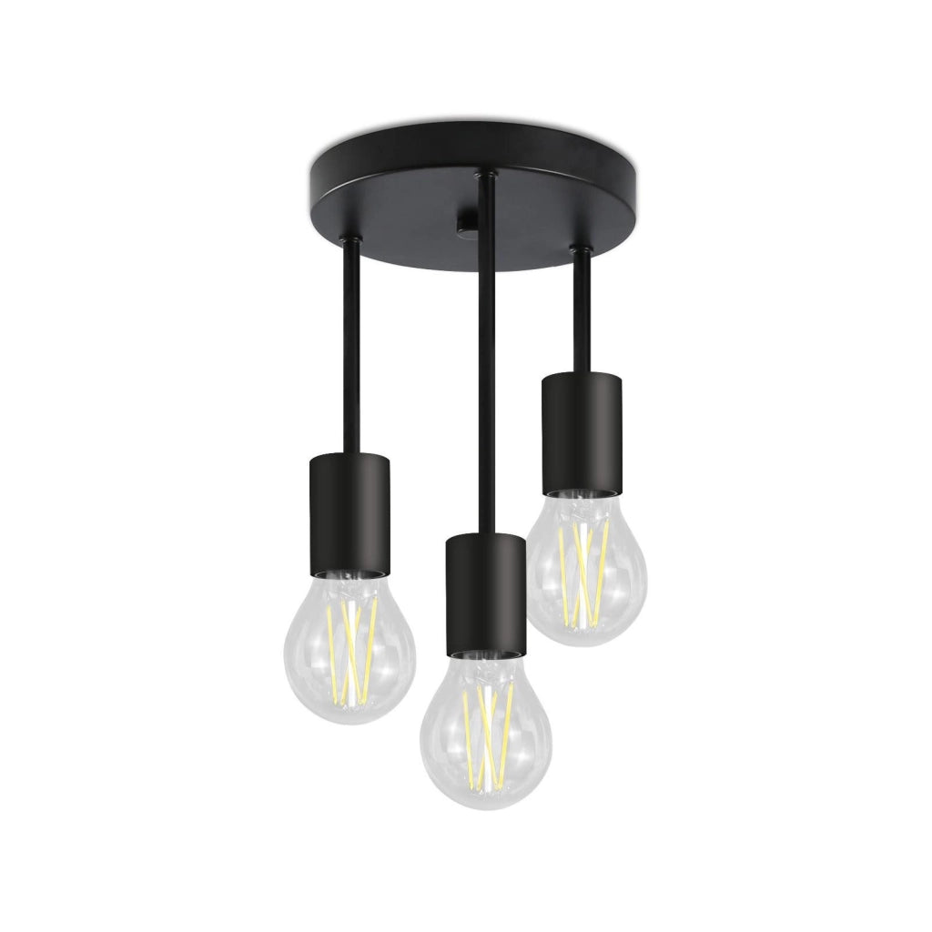ZMH Faretto da soffitto neri tripli E27 stile industriale retrò per ristorante corridoio soggiorno senza lampadina