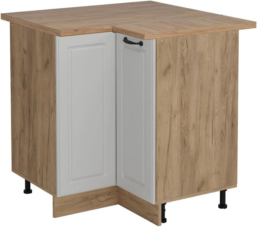 Mobile ad angolo cucina R-Line, Bianco casa di campagna, 75.6 cm, PL Rovere, per la libera combinazione all'interno di sistemi cucina modulari