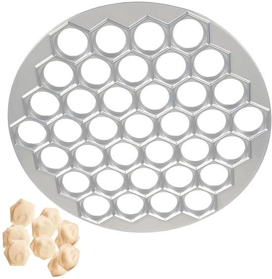 Forma per pelmeni 37 fori - Strumento per formare pasta - Materiale lega di alluminio - Maker per ravioli - Accessori per ristoranti - Diametro 25 cm - Forma per pasta