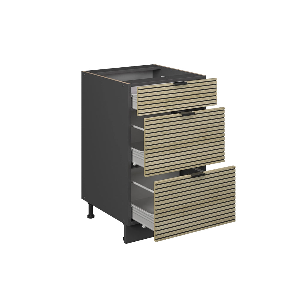 Mobiletto base per cucina Fame-Line Pannello in quercia/Antracite 50 cm senza piano di lavoro Vicco