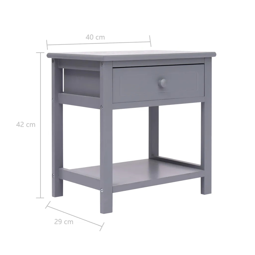 Comodino-Tavolino da notte Grigio 40x29x42 cm in Legno di Paulonia