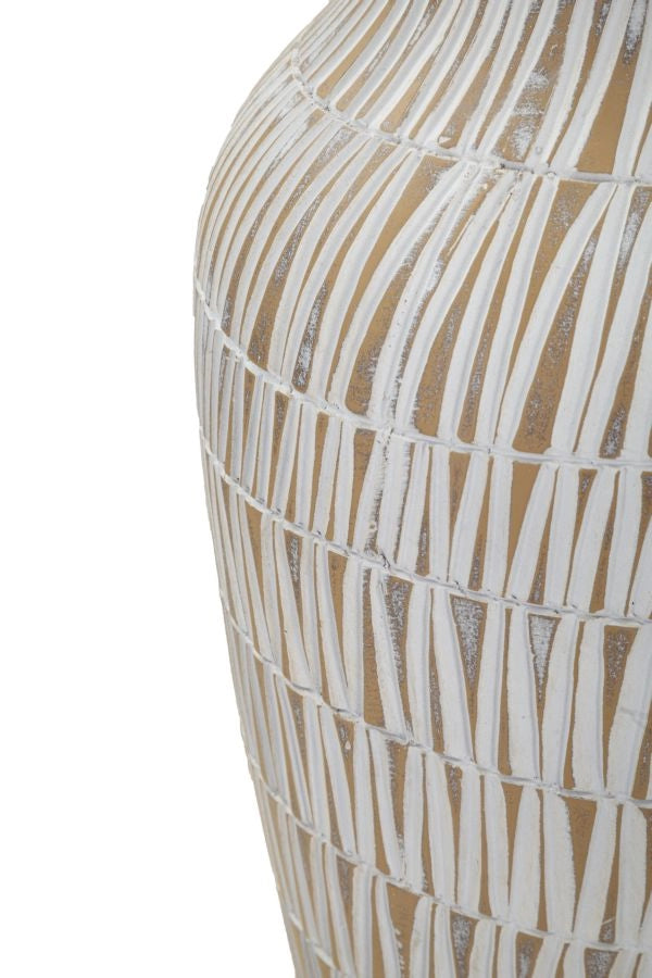 Vaso Resina Stiky Ø22x44 cm in Resina Oro e Bianco