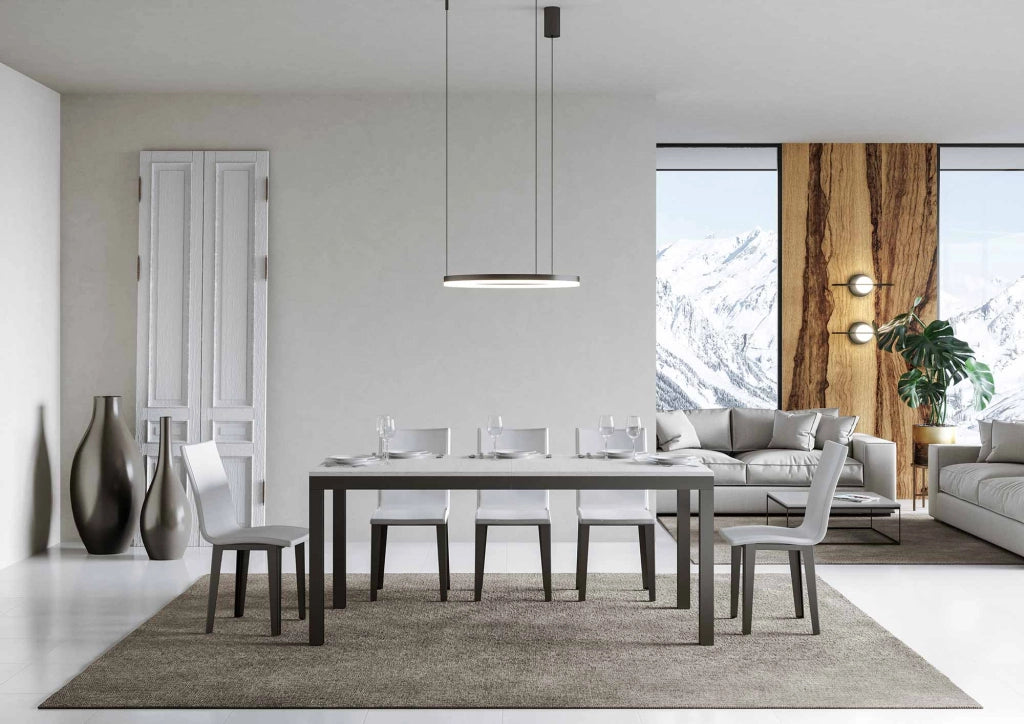 Tavolo allungabile 90x160/420 cm Every Evolution Bianco Frassino telaio Antracite