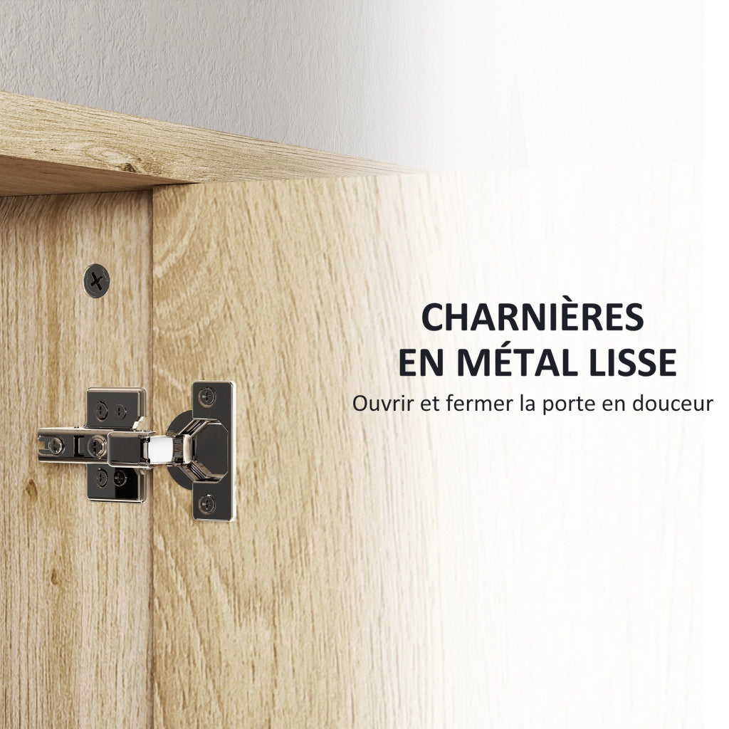 Armadio da bagno con specchio e ripiani aperti ¨C zephmum ¨C legno naturale 60x20x60 cm