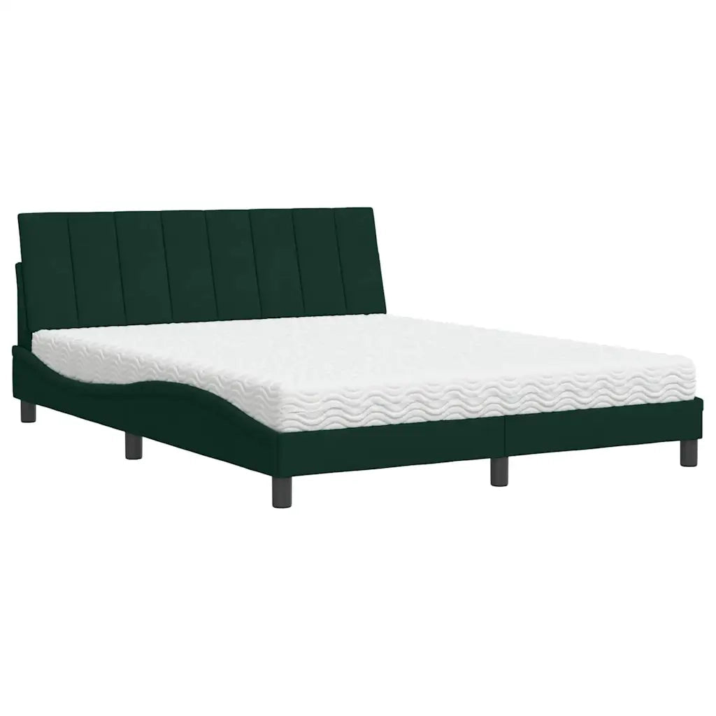 Letto con Materasso Hanko Verde Scuro 160x200 cm in Velluto 3208607