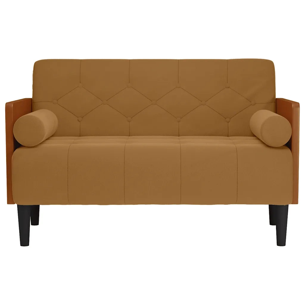 Divano Divanetto con Cuscini Bolster Marrone 110 cm Velluto