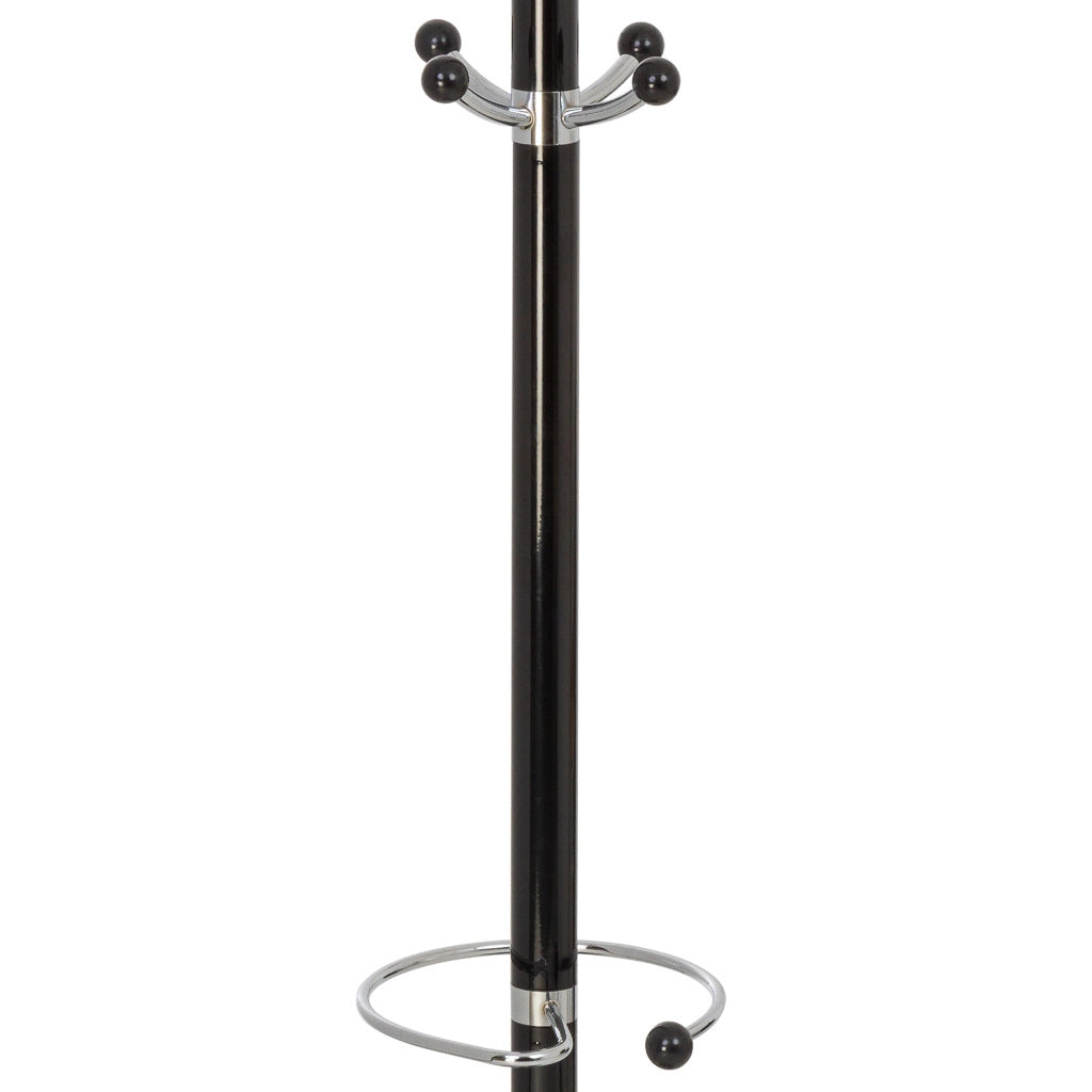 Perchero de metal negro con paragüero  y 5 ganchos D36X 175h cm