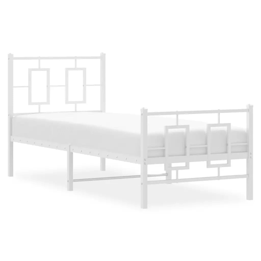 Giroletto con Testiera e Pediera Metallo Bianco 75x190 cm 374298