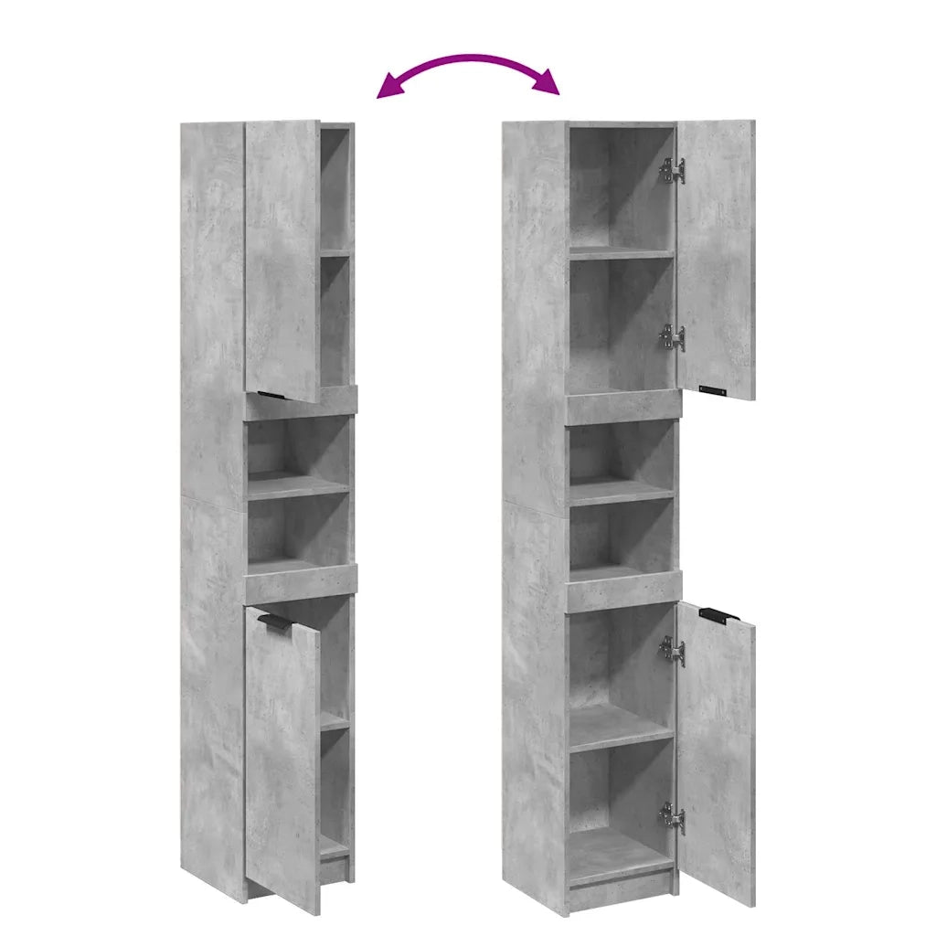Mobile da Bagno Grigio Cemento 32x34x188,5 cm Legno Multistrato 856942