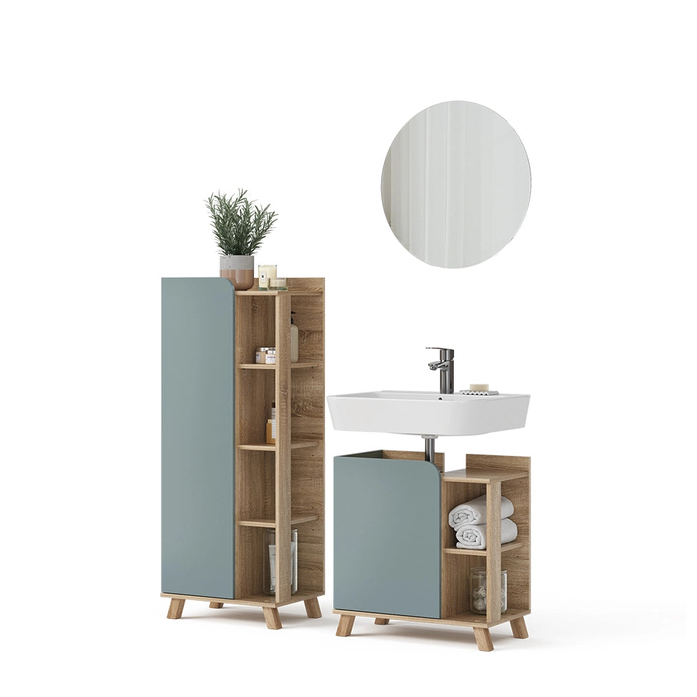 Vicco Set di mobili da bagno Grigio-blu 3 parti