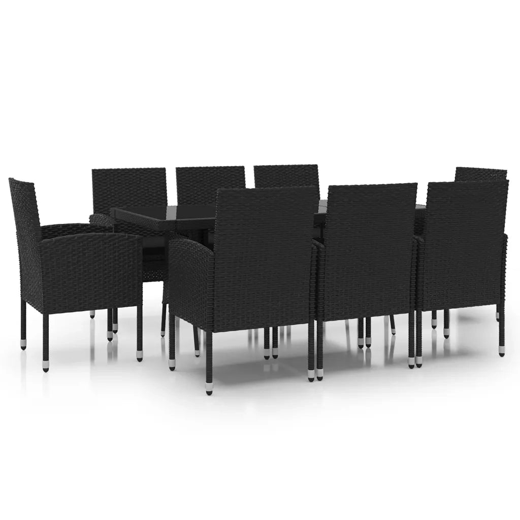 Set da Pranzo da Giardino 9 pz in Polyrattan Nero 3059426