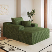 Divano chaise longue senza montaggio in tessuto a coste verde