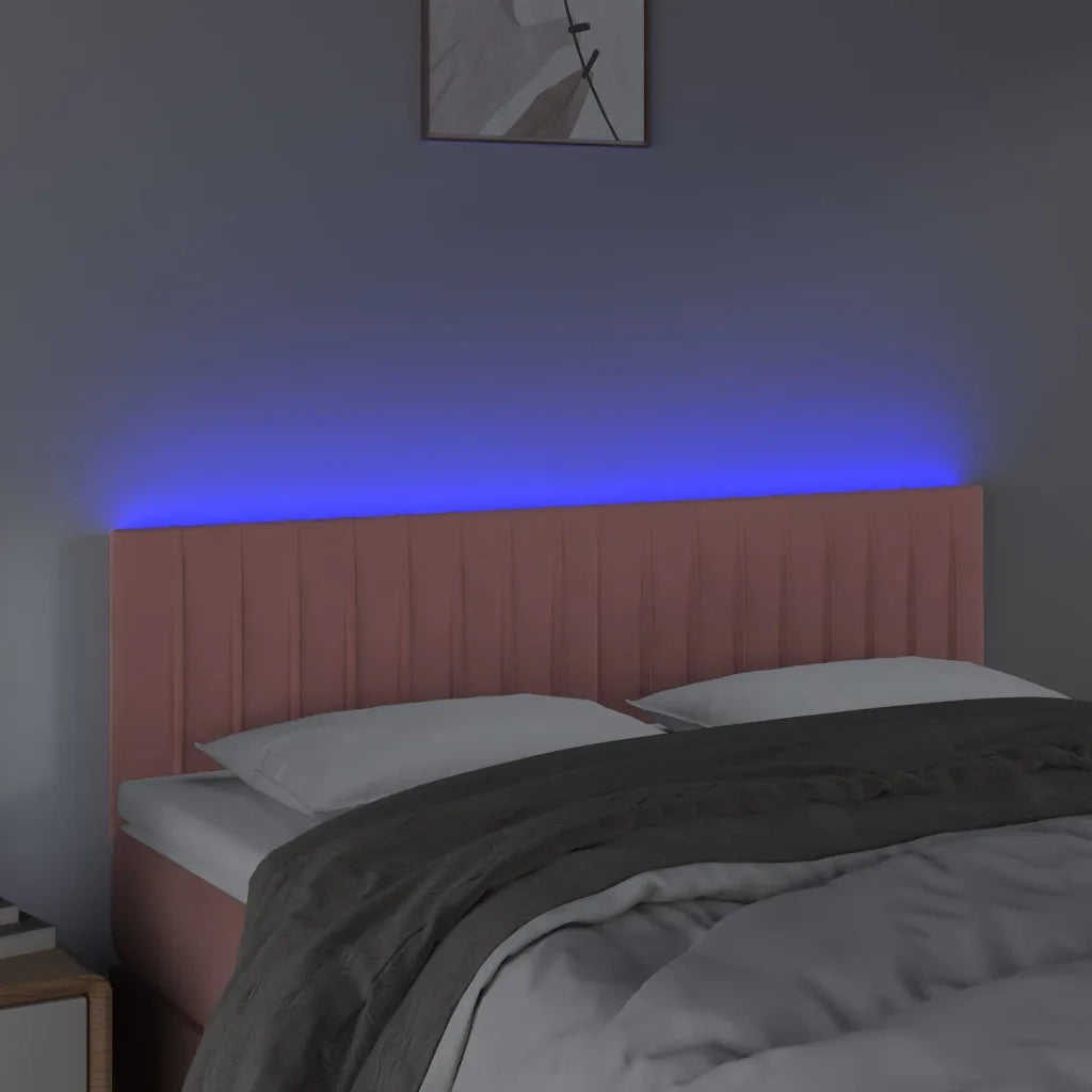 Testiera a LED Rosa 144x5x78/88 cm in Velluto 3121903