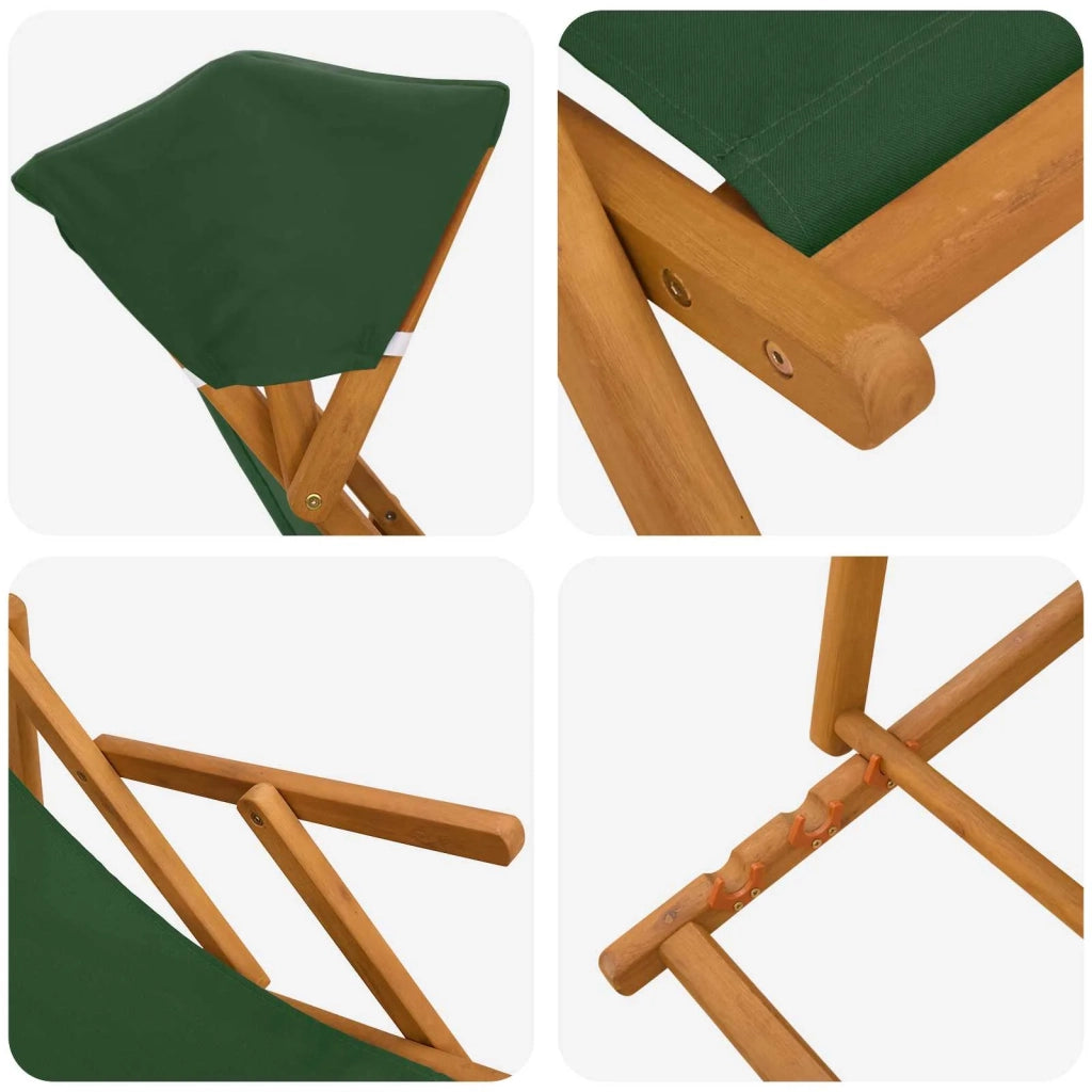 Lettino 2 pcs 3 Posizione Legno di Eucalipto Massello Verde 3407812