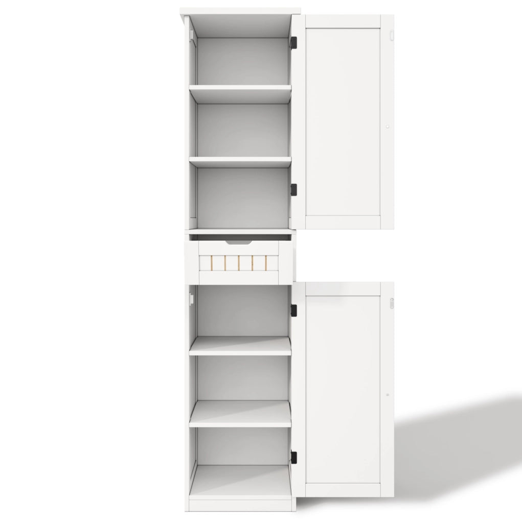 Armadio contenitore 170x40x30 cm con 4 ripiani regolabili; struttura in MDF bianco