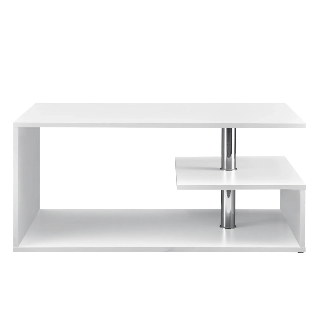 Tavolino da salotto con ripiano portaoggetti in MDF 90 cm bianco 03_0004155
