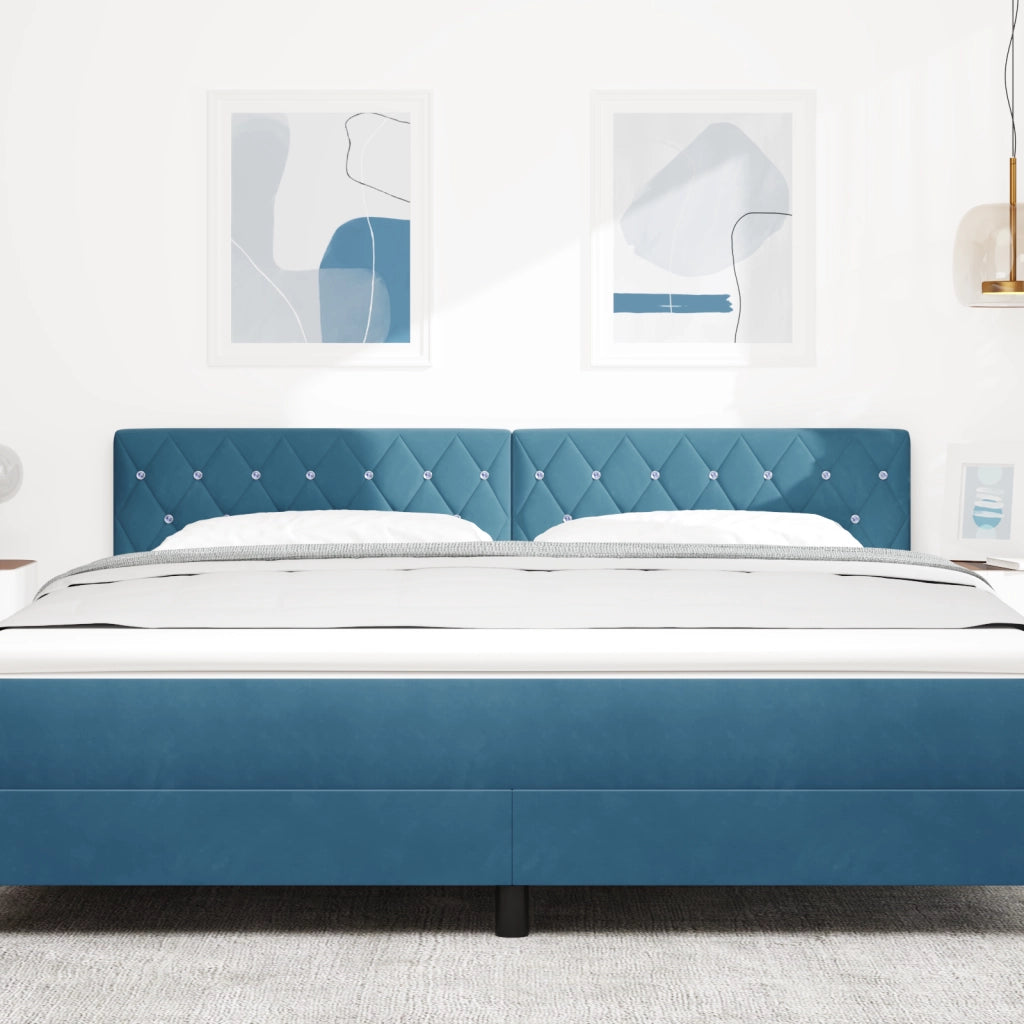 Testiera  con bottoni in cristallo trapuntati blu scuro 180 cm in velluto