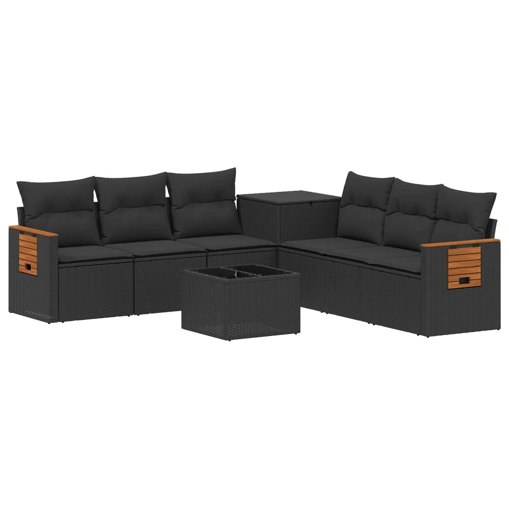 Set di divani 8 pz Nero Rattan sintetico e Acciaio 3448578