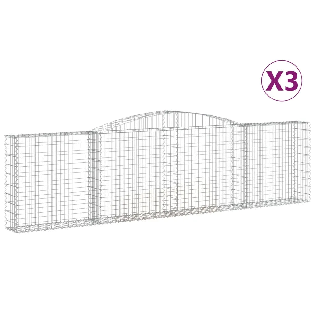 Cesti Gabbioni ad Arco 3 pz 400x30x100/120 cm Ferro Zincato 3146867