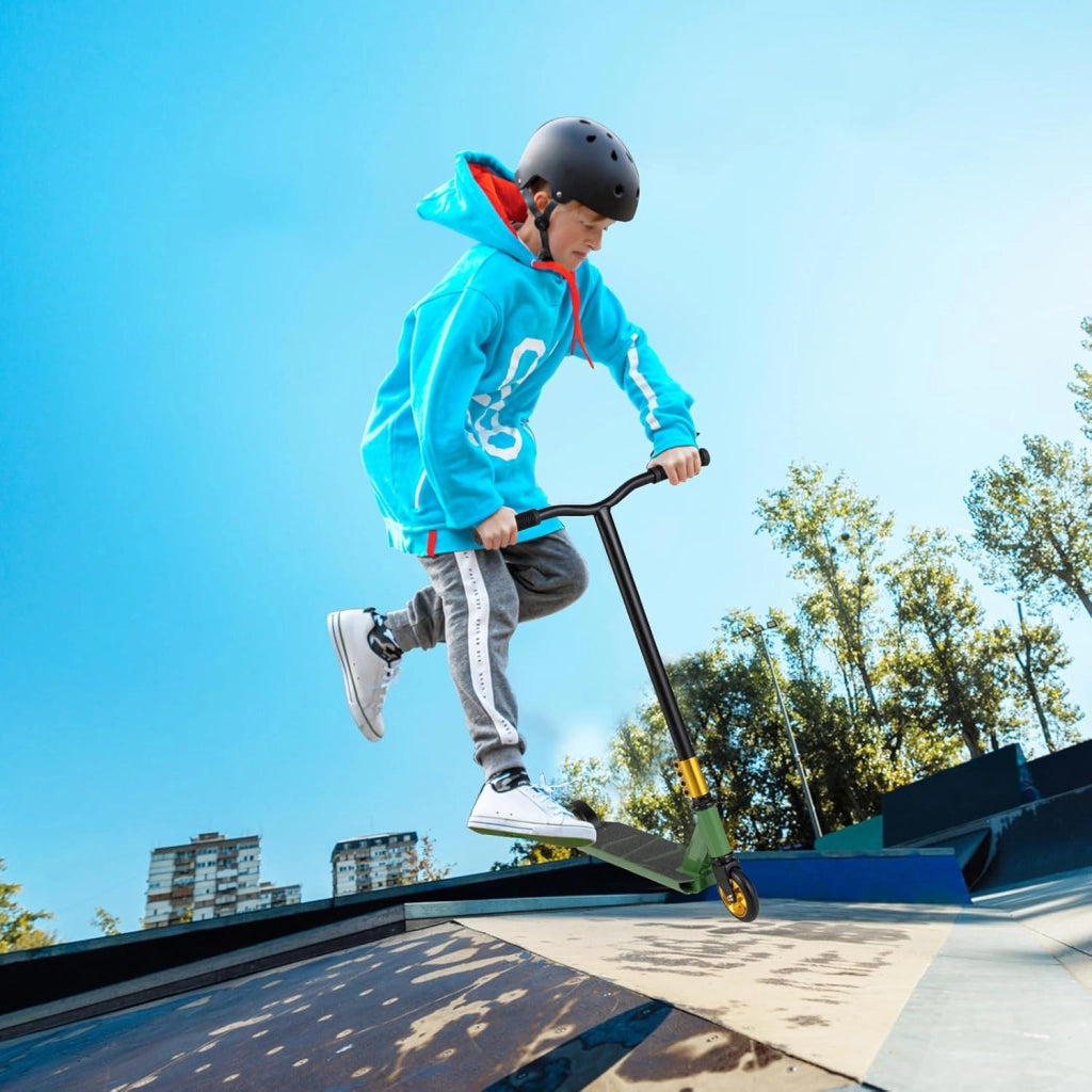 Scooter Acrobatico per Bambini, Monopattino Freestyle con 2 Ruote PU e Ampia Pedana in Alluminio, Scooter Pro per Trucchi Leggero da Strada per Bambini 10+ Anni, Carico 100 KG