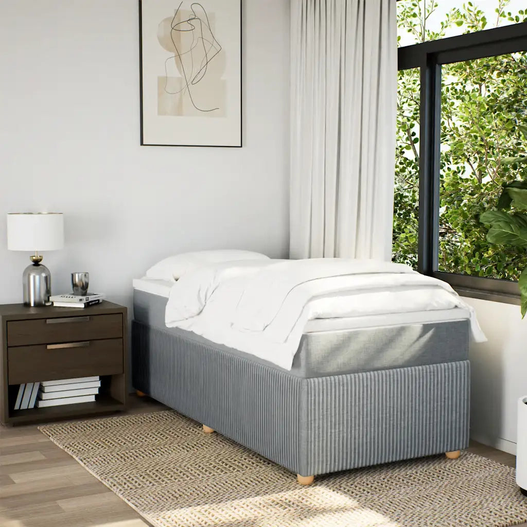 Giroletto a Molle con Materasso Grigio Chiaro 90x200 cm Tessuto