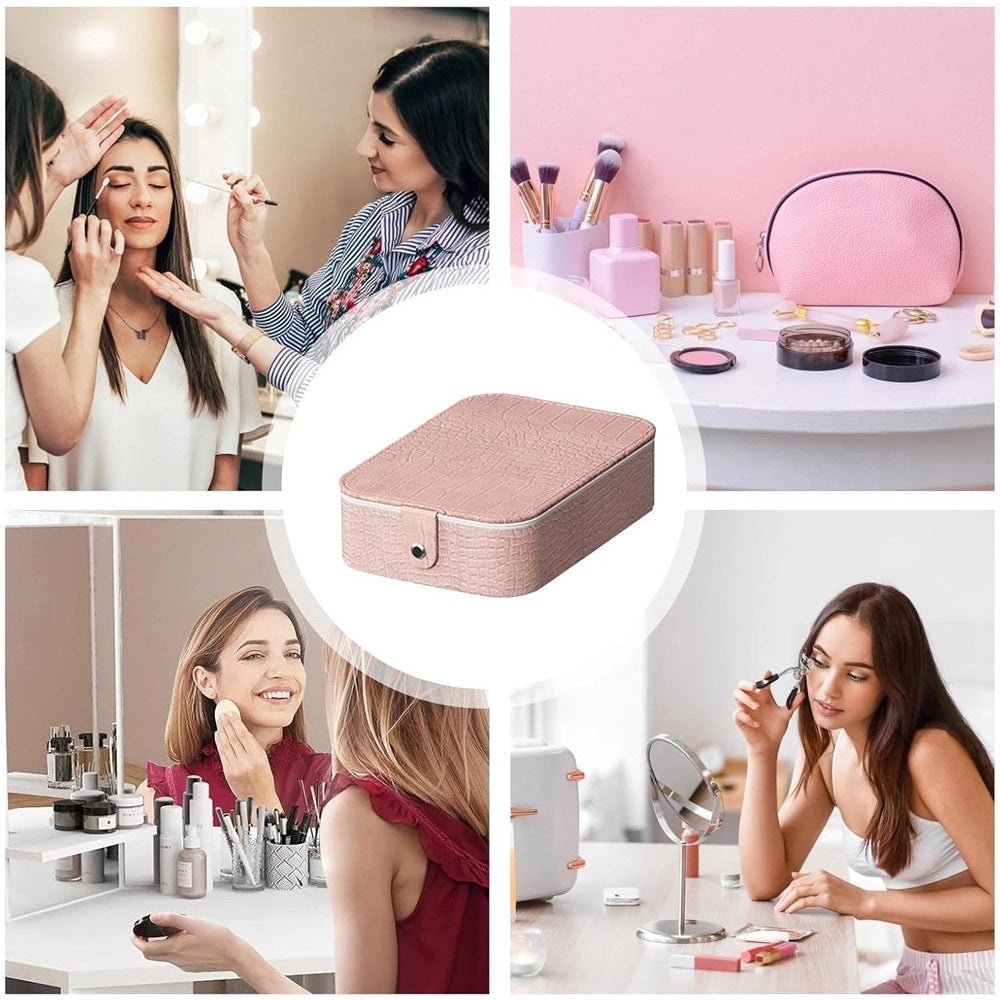 Trade Shop - Borsa Per Trucchi Con Specchio Illuminato Custodia Cosmetici Motivo A Coccodrillo Rosa -