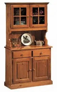 Credenza cristalliera in legno massiccio di pino 2 porte arte povera miele