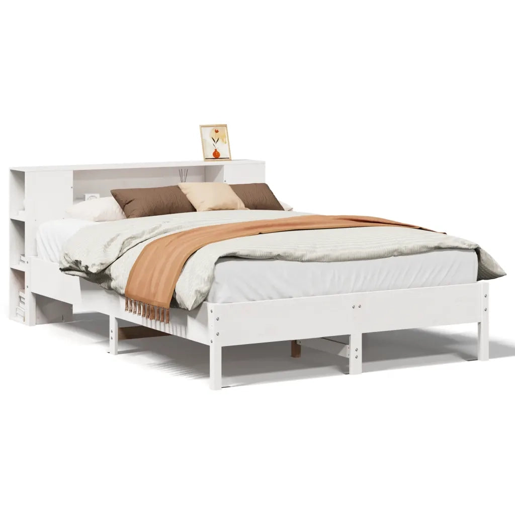 Letto Libreria senza Materasso Bianco 120x200 cm Legno di Pino 3322835