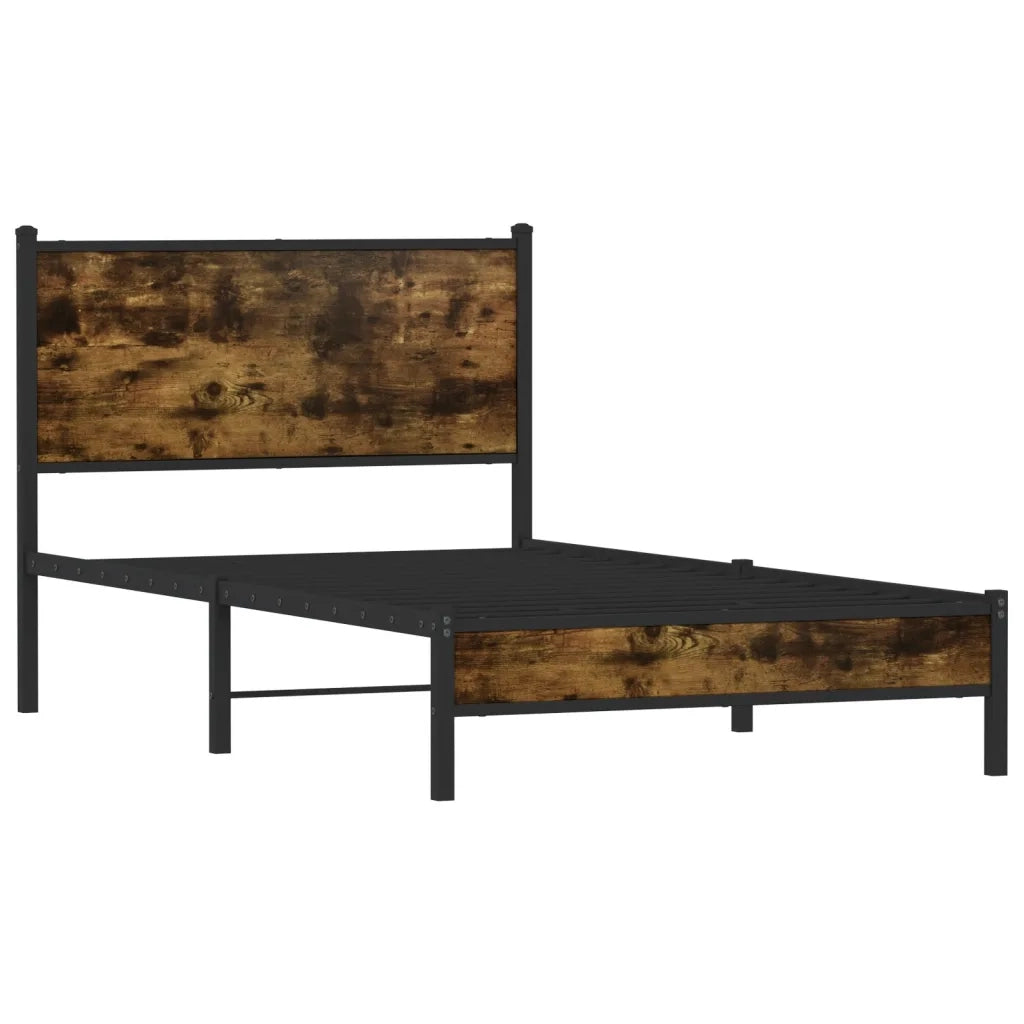 vidaXL Giroletto senza Materaso in Metallo Rovere Fumo 100x190 cm