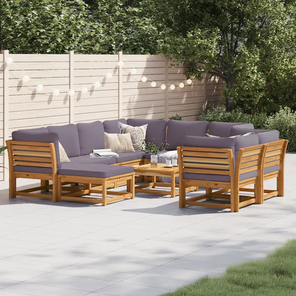 Set Salotto da Giardino 10 pz con Cuscini Legno Massello Acaciacod mxl 92611