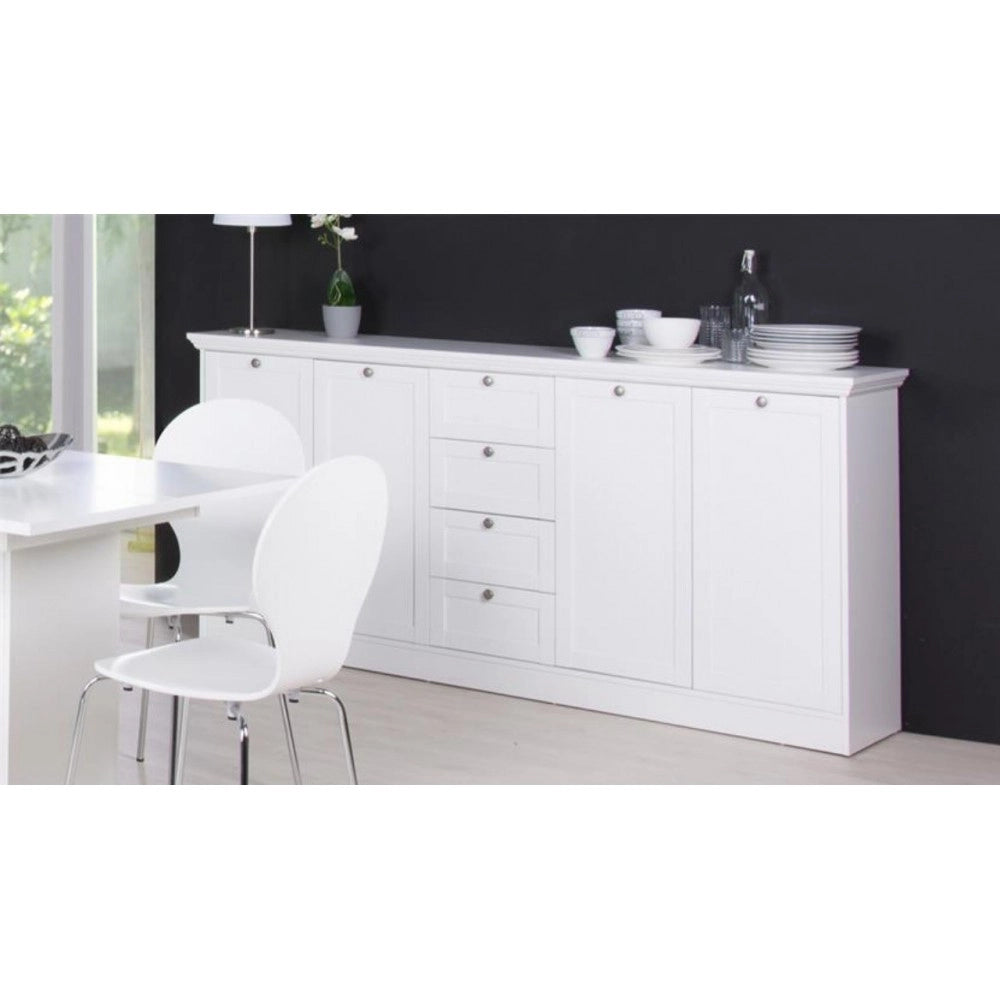 Credenza Landwood 52 colore bianco 4 ante e 4 cassetti