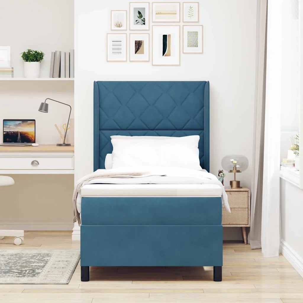 Letto a molle con strisce LED Blu 100 x 200 cm Velluto 3343914
