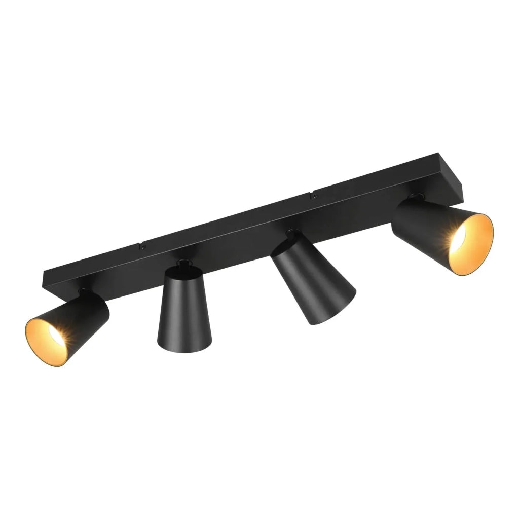 LÚZETE - SPOT DA SOFFITTO/PARETE 4 LUCI METALLO NERO GU10 SILVANO
