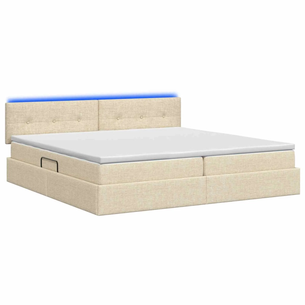 Letto con contenitore LED e materasso Crema 200 x 200 cm 3459088
