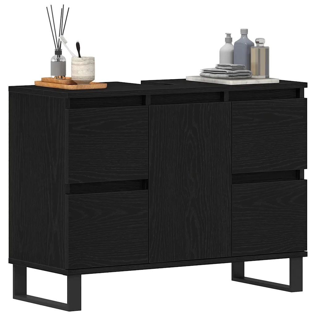 Mobile da Bagno Rovere Nero 80 x 33 x 60 cm Legno multistrato 862895