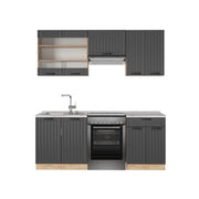 Cucina componibile Fame-Line Grigio scuro/Rovere dorato 200 cm, PL Marmo Vicco