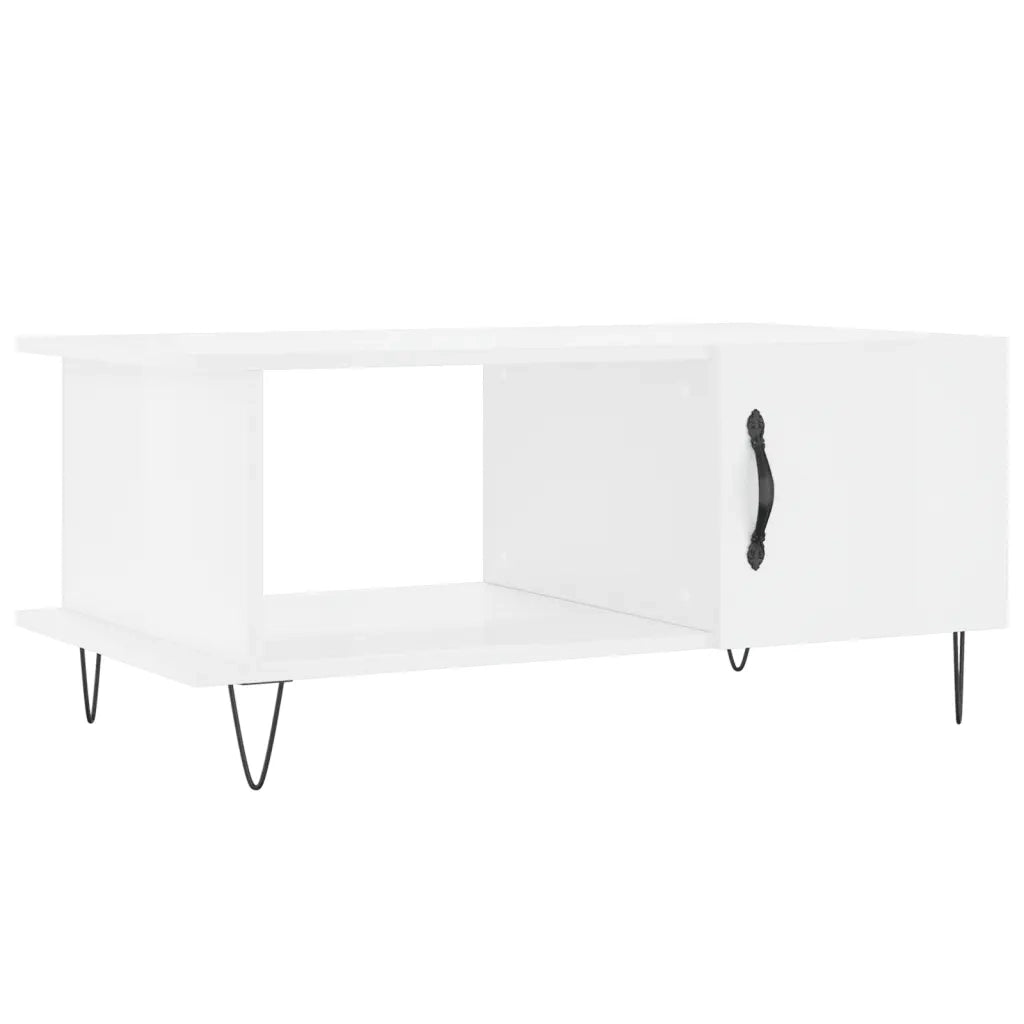 Tavolino da Salotto-Tavolino da soggiorno-Tavolo Bianco Lucido 90x50x40 cm Legno Multistrato 161767