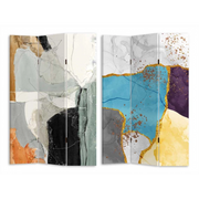 Paravento stampa effetto marmo multicolor 3 ante rettangolare cm 120,6x2,5h180