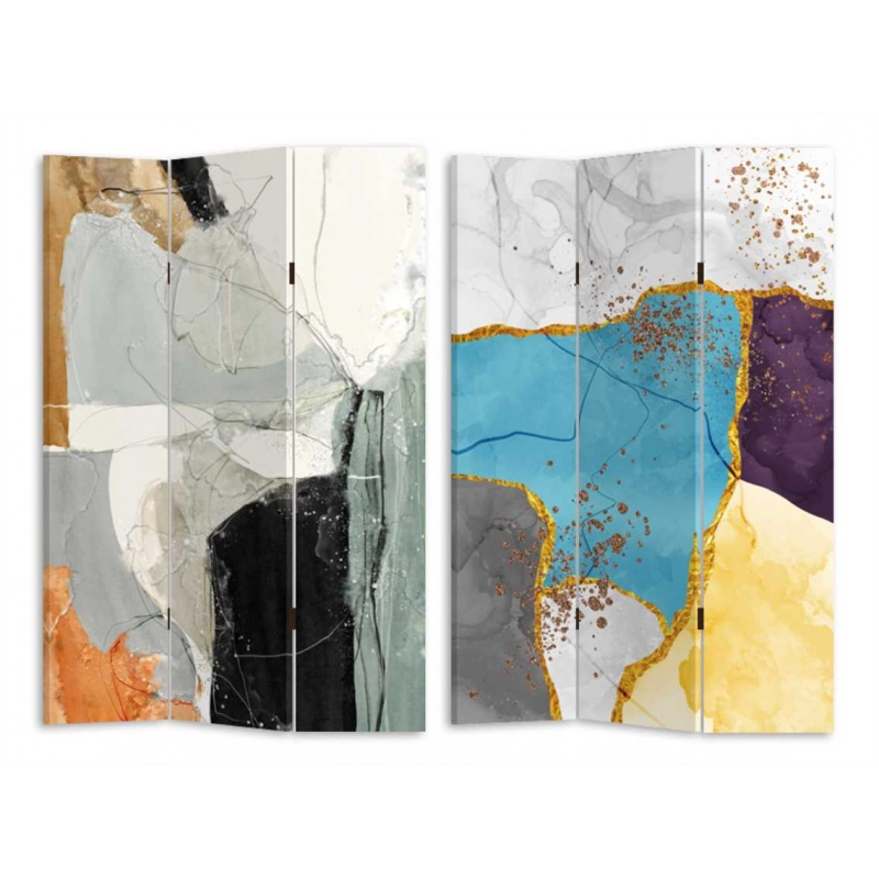 Paravento stampa effetto marmo multicolor 3 ante rettangolare cm 120,6x2,5h180