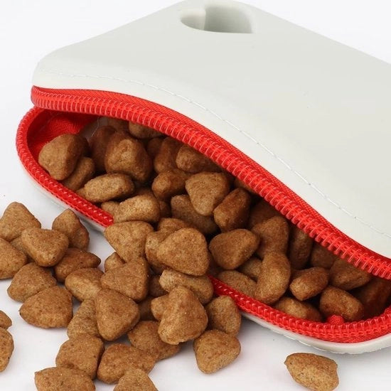 Due sacchetti in silicone per passeggiate cani e gatti - Facili da pulire - Disegno compatto - Con chiusura a cerniera e polsiera - Blu e grigio chiaro