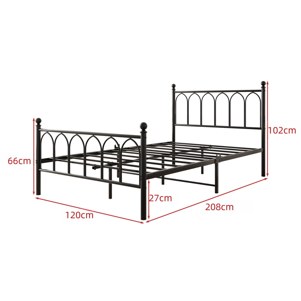 LETTO in metallo 120x200 cm Nero con testiera alta, LED, USB e presa