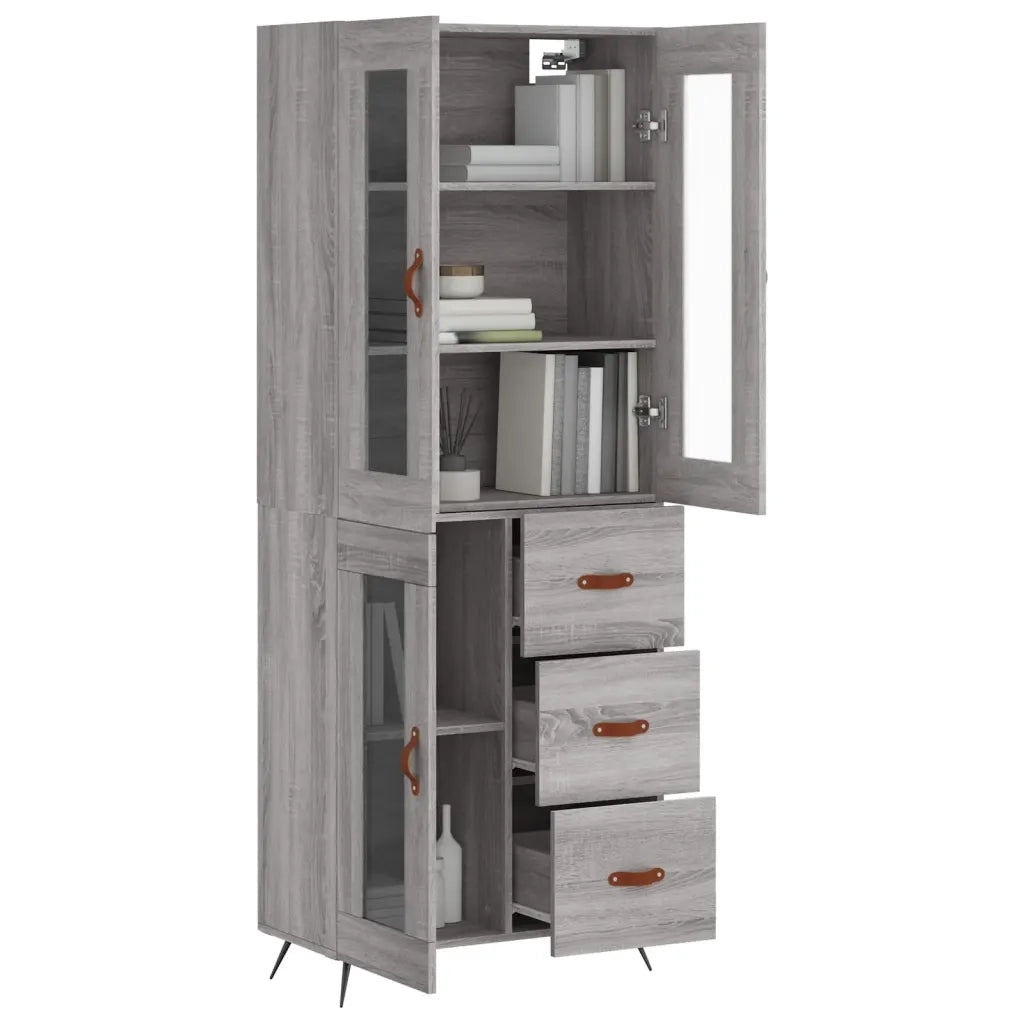 Credenza Grigio Sonoma 69,5x34x180 cm in Legno Multistrato 3198575