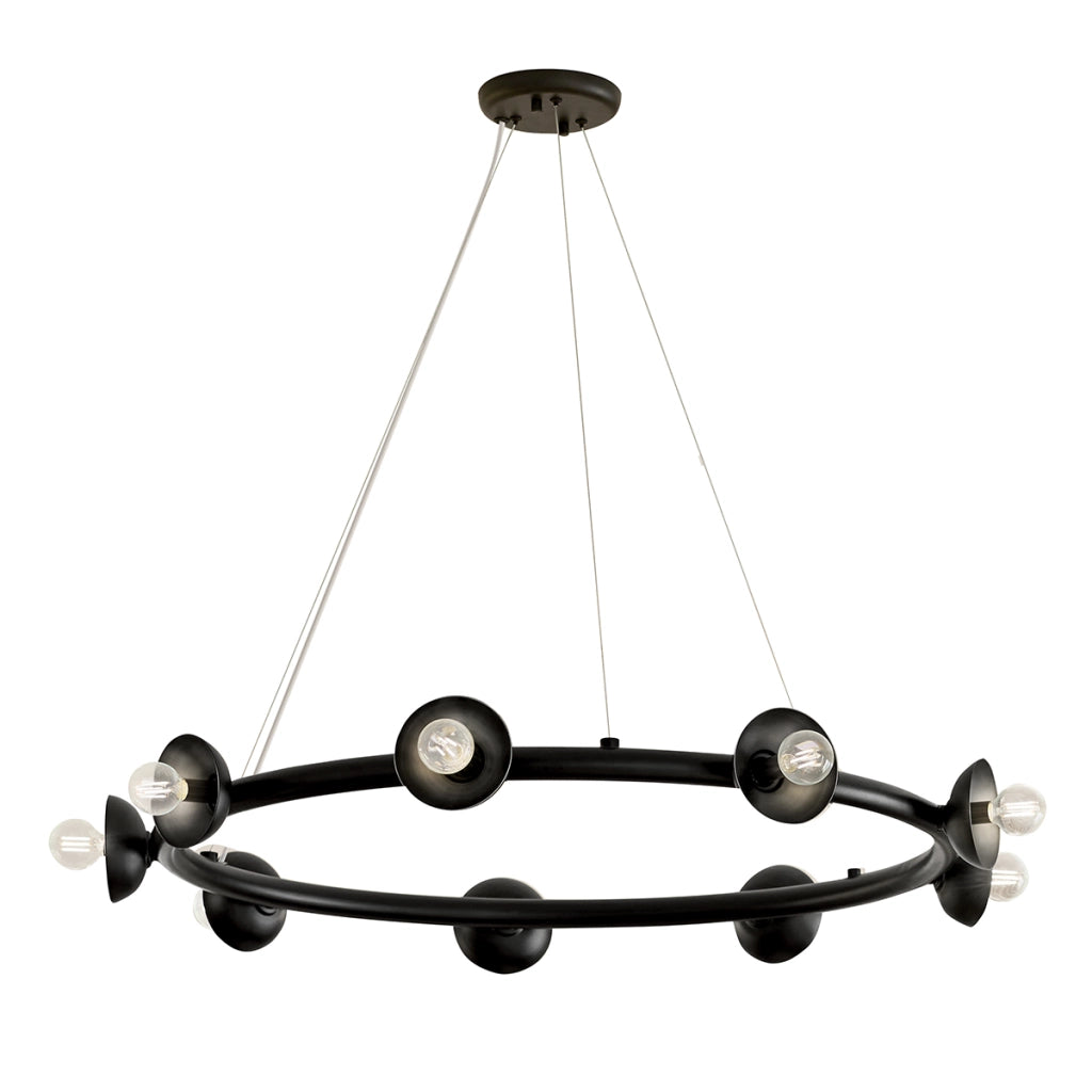 Lampadario loft nero satinato anello Ø88 9xE14 Kichler