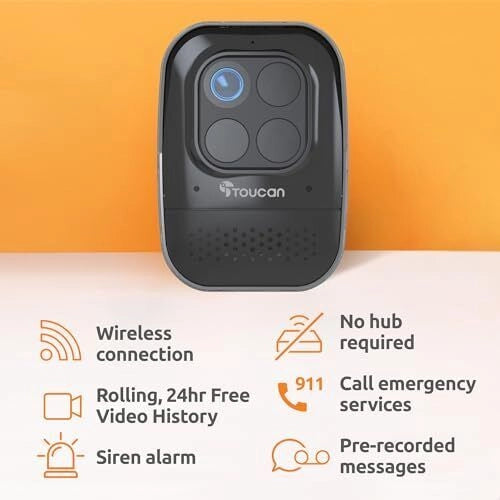 Toucan TSCP05GR-ML Wireless Security Camera PRO Telecamera IP Radar Motion Detection 1080p Full HD 140° IP56 9750 mAh colore Nero