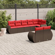 Set Divani da Giardino 8 pz con Cuscini Marrone in Polyrattan 3221623
