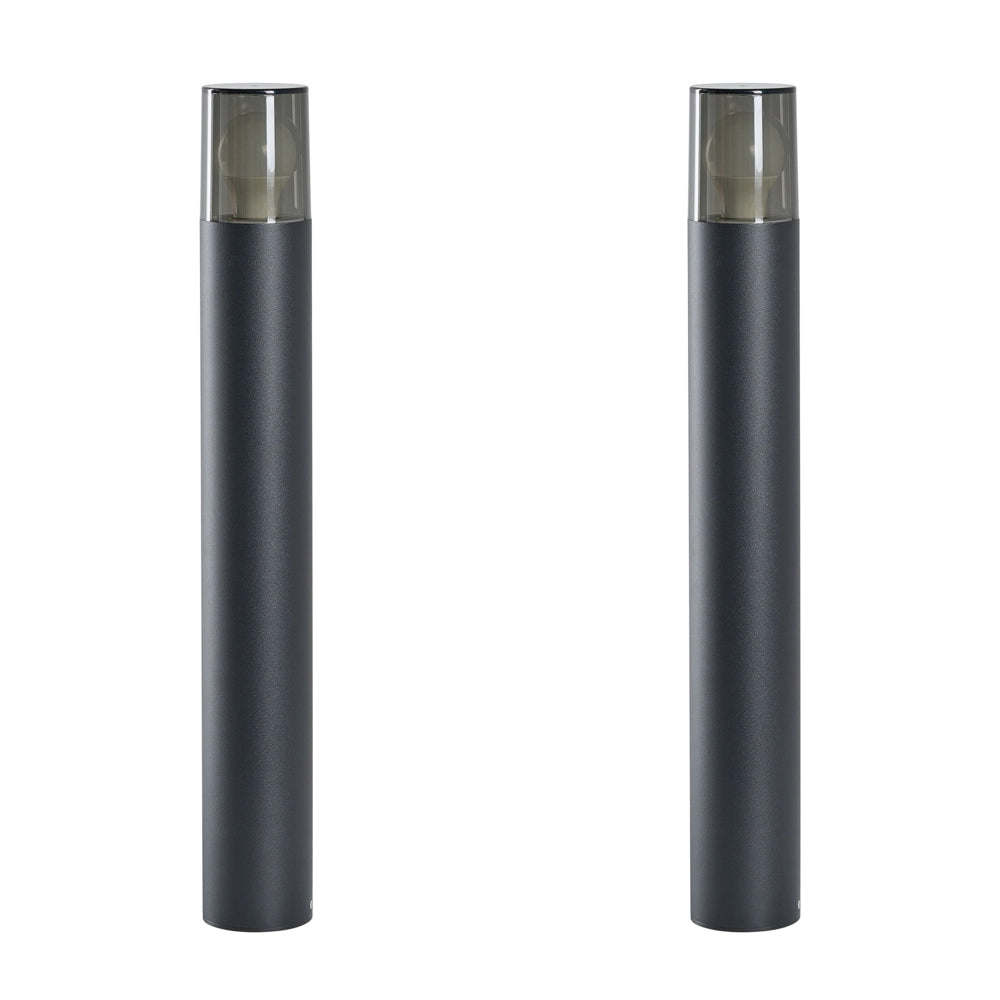 Set di 2 lampioni da giardino in alluminio nero, 60 cm, lampade da vialetto, illuminazione da esterno, design moderno