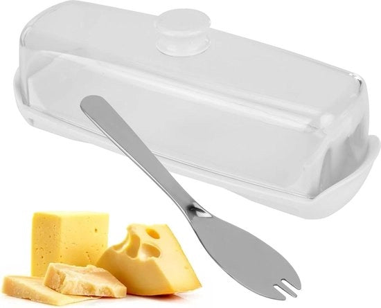 Scatola di burro trasparente con coperchio e maniglia - contenitore rettangolare di burro - spatola multifunzionale - contenitore refrigerato per formaggio e frutta