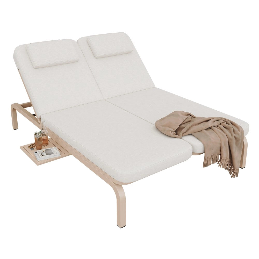 Lettino Prendisole da Giardino con Tavolo e Poggiatesta ¨C Xylo ¨C Beige