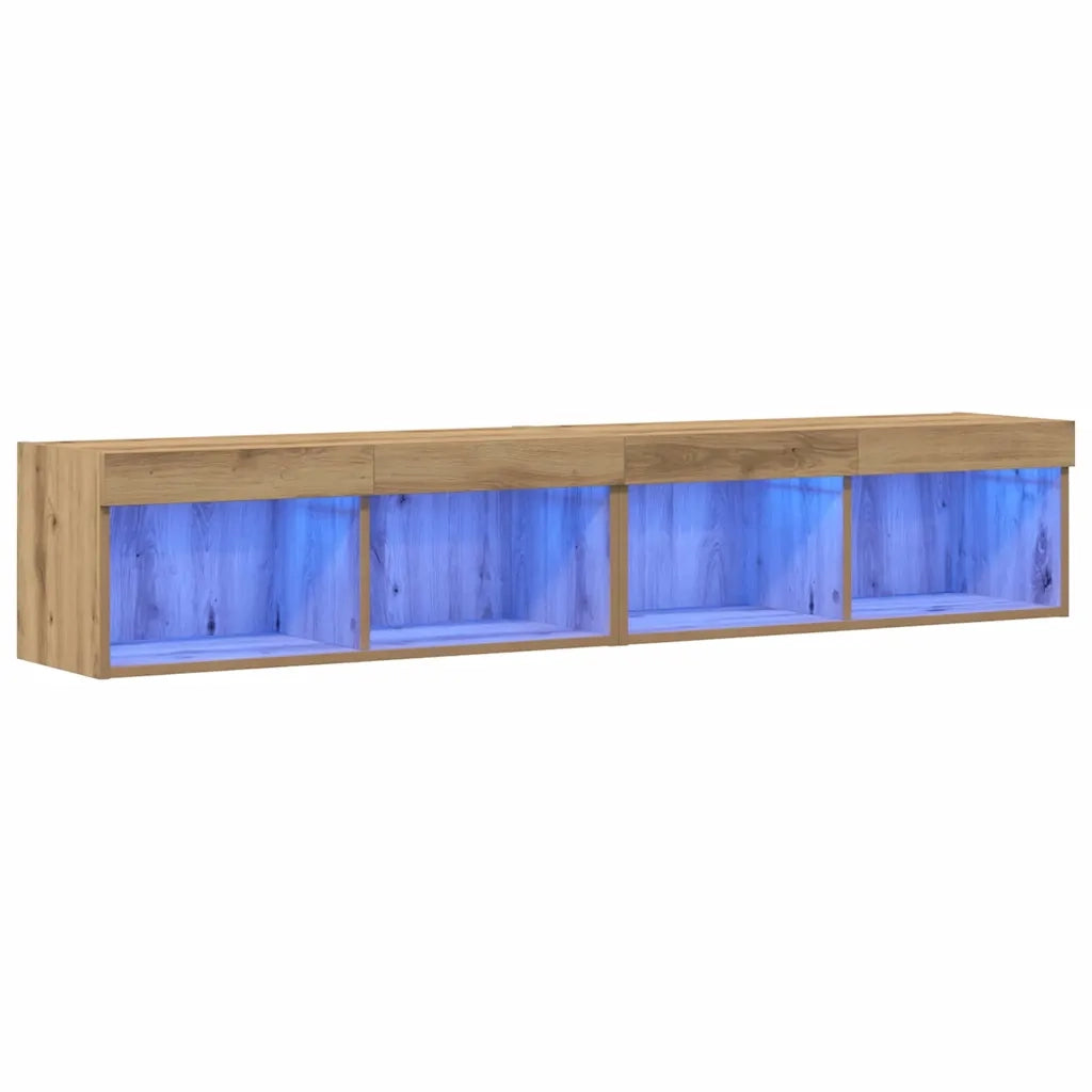 Set mobile TV con led 2 pcs Rovere artigianale 80 x 30 x 30 cm 862203