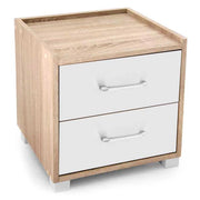COMODINO CON 2 CASSETTI IN LEGNO BICOLOR 43 X 40 X 44 CM